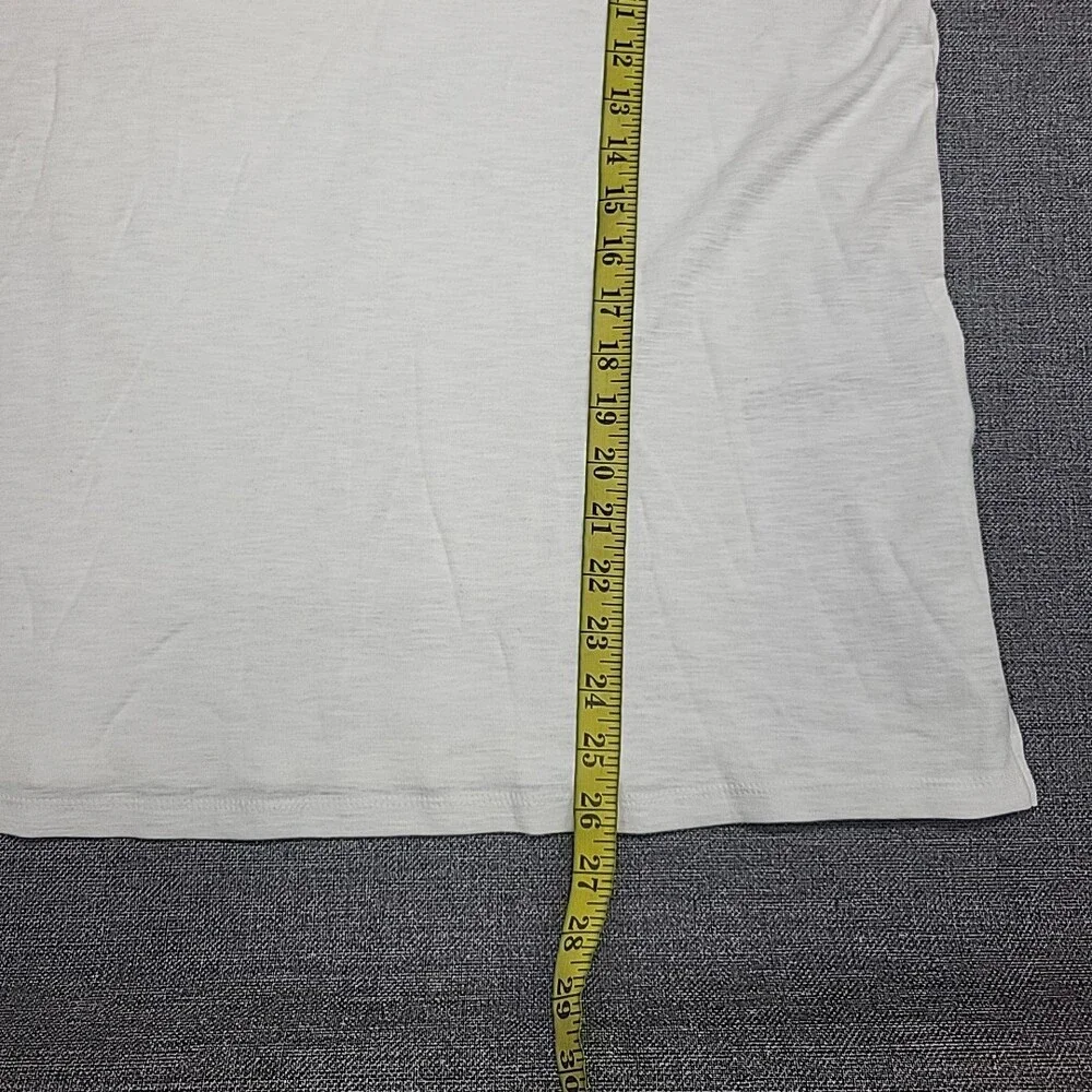 Kirkland Signature Womens Cotton Top X-Large Sz White 3/4 Sleeves Tee Shirt